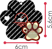 Dog Paw with heart - 6cm x 5.6cm with matching PnC file