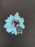 Chiffon flower keychain embellishment - Silver cap with black bead