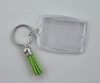 Clear Acrylic Photo Blank Keyring with Suede tassel