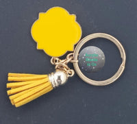 Enamel Quatrefoil Keychain with Tassel